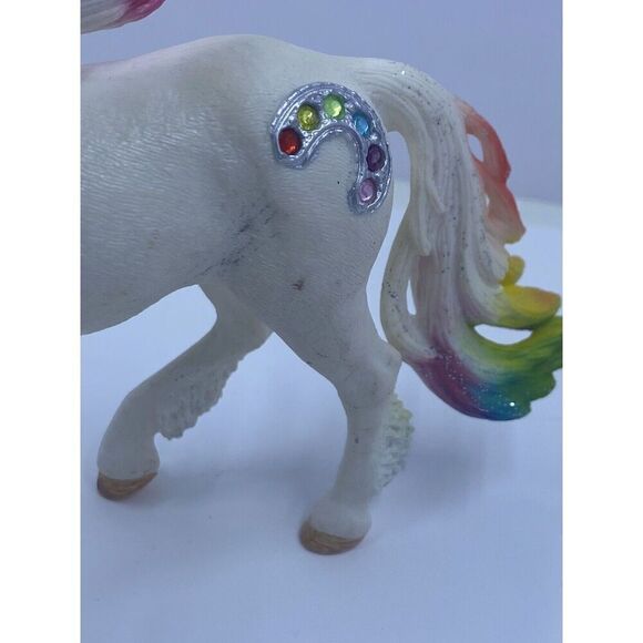 SCHLEICH D-73527 White Unicorn Rainbow Sparkle Mane Tail Germany - Picture 4 of 11